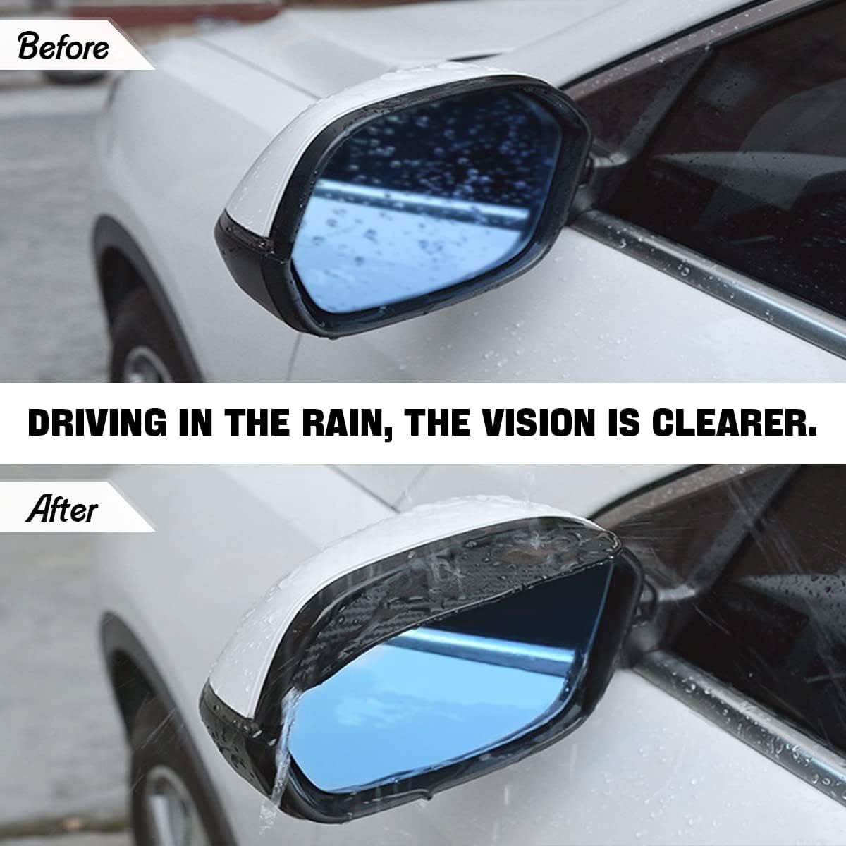 2pcs Universal Side Mirror Rain Visor Guards – Waterproof Carbon Fiber Look