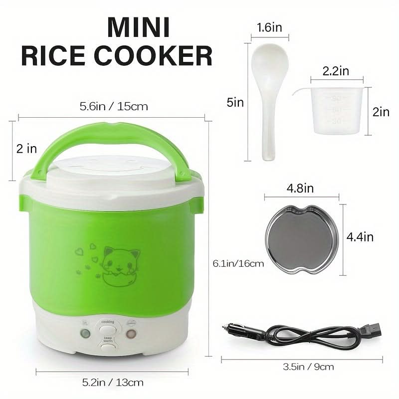 12V Portable Car Rice Cooker – Mini Travel Rice Cooker with Keep Warm Function
