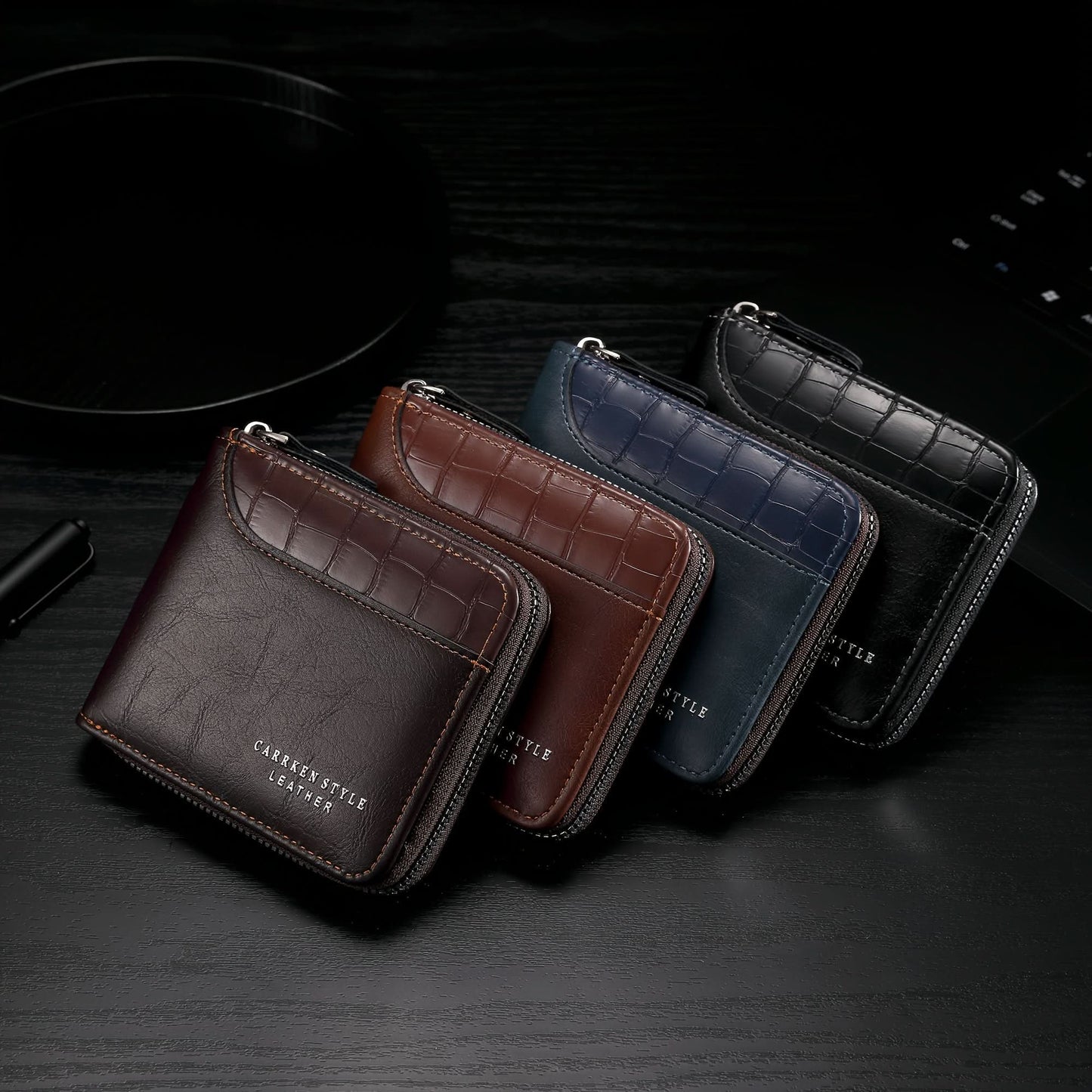 Stylish Men's Multifunctional Wallet with Zipper Closure