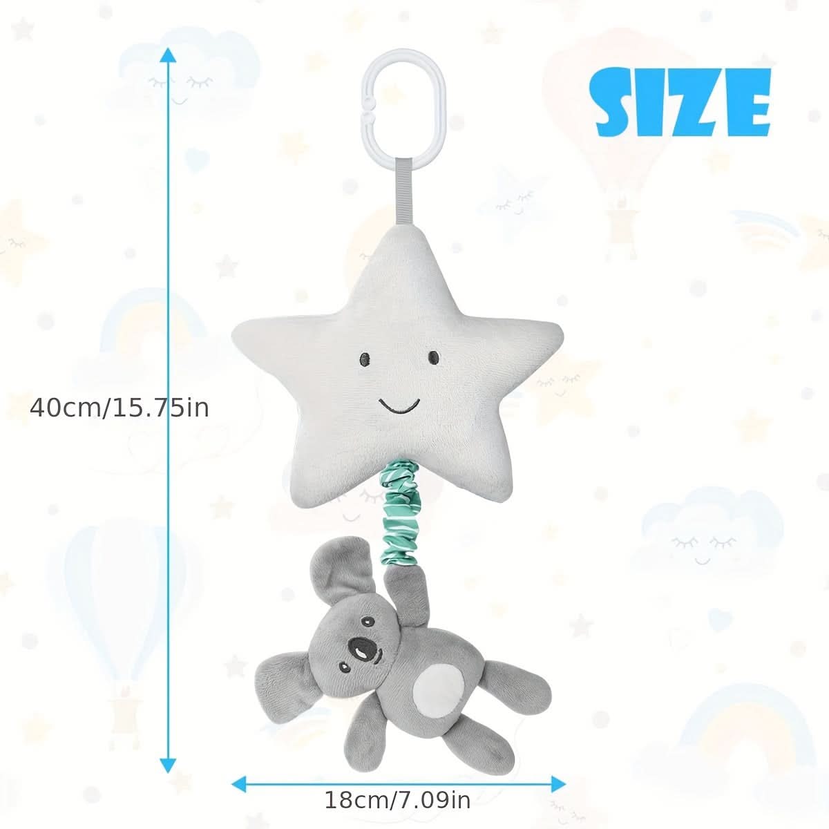 Soft Plush Pentagram Music Toy for Babies – Hanging Crib & Stroller Toy