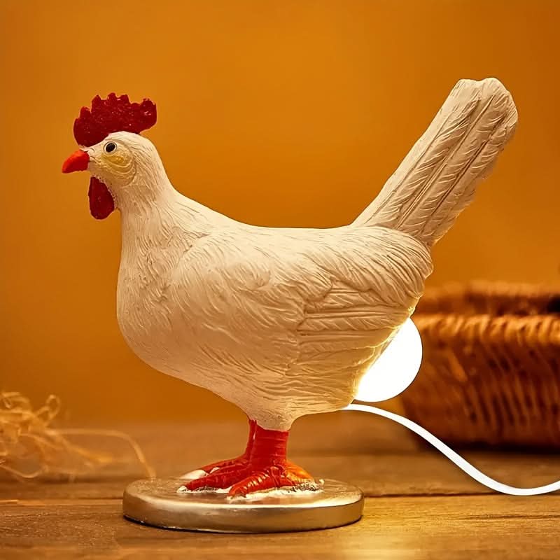 Resin White Egg Rooster Night Lamp