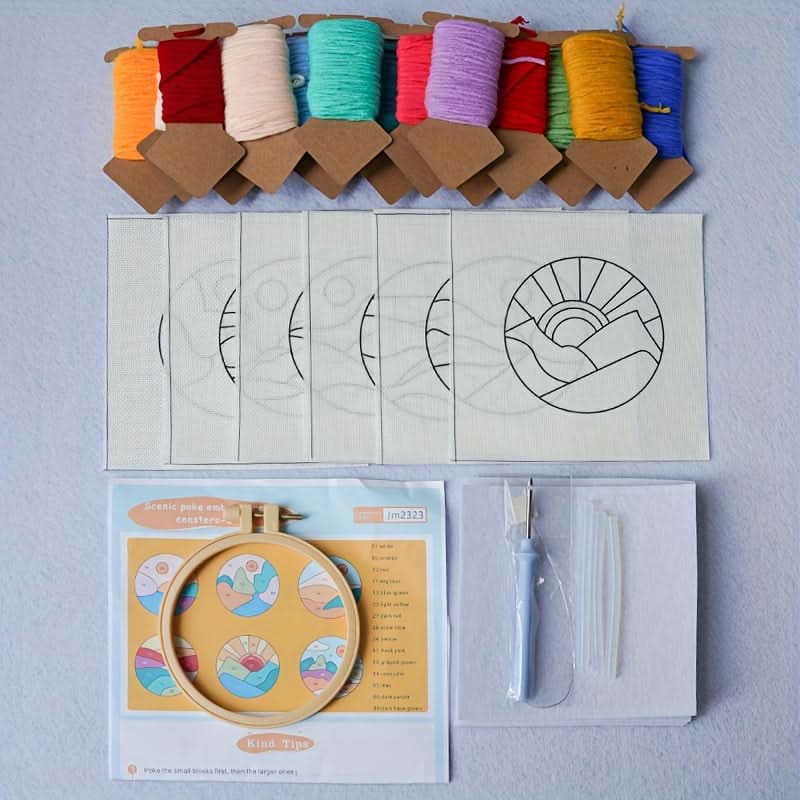 6-Pack DIY Needle Felting Coaster Kit – Mixed Color Landscape Themed Coasters