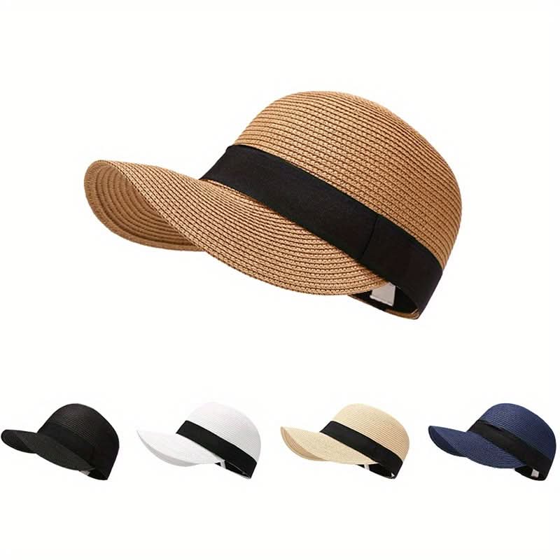 Women's Straw Sun Visor Hat – Wide Brim, UV Protection, Breathable & Stylish