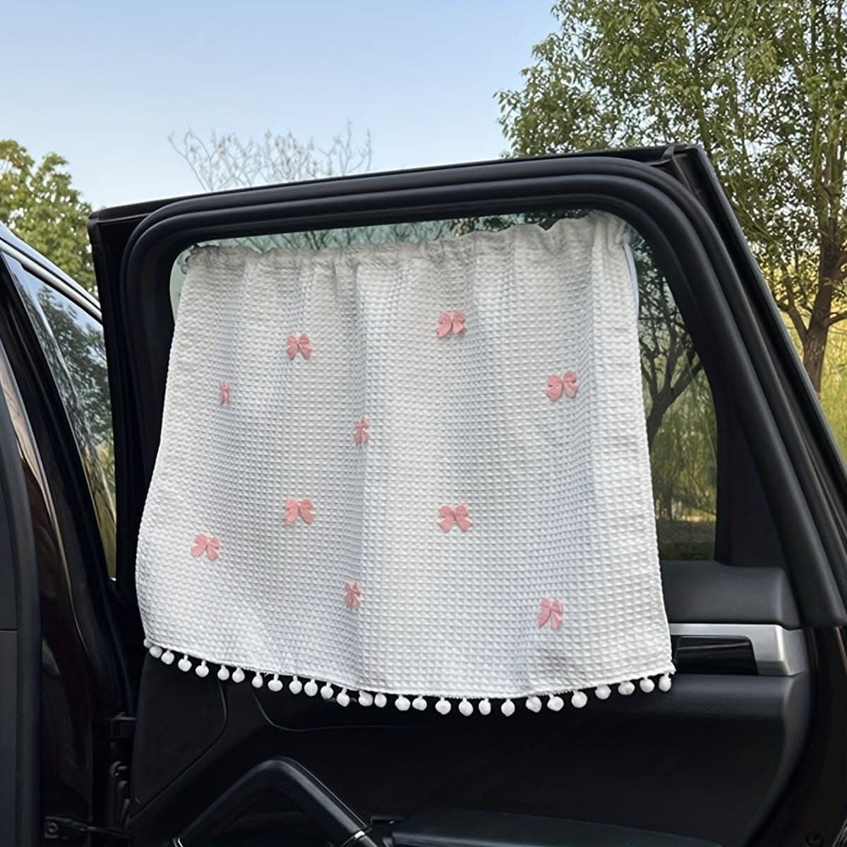 Car Seat Sunshade - Durable Polyester, Heat-Resistant & Uv Protection Curtain With Drawstring For Rear Seats