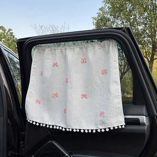Car Seat Sunshade - Durable Polyester, Heat-Resistant & Uv Protection Curtain With Drawstring For Rear Seats