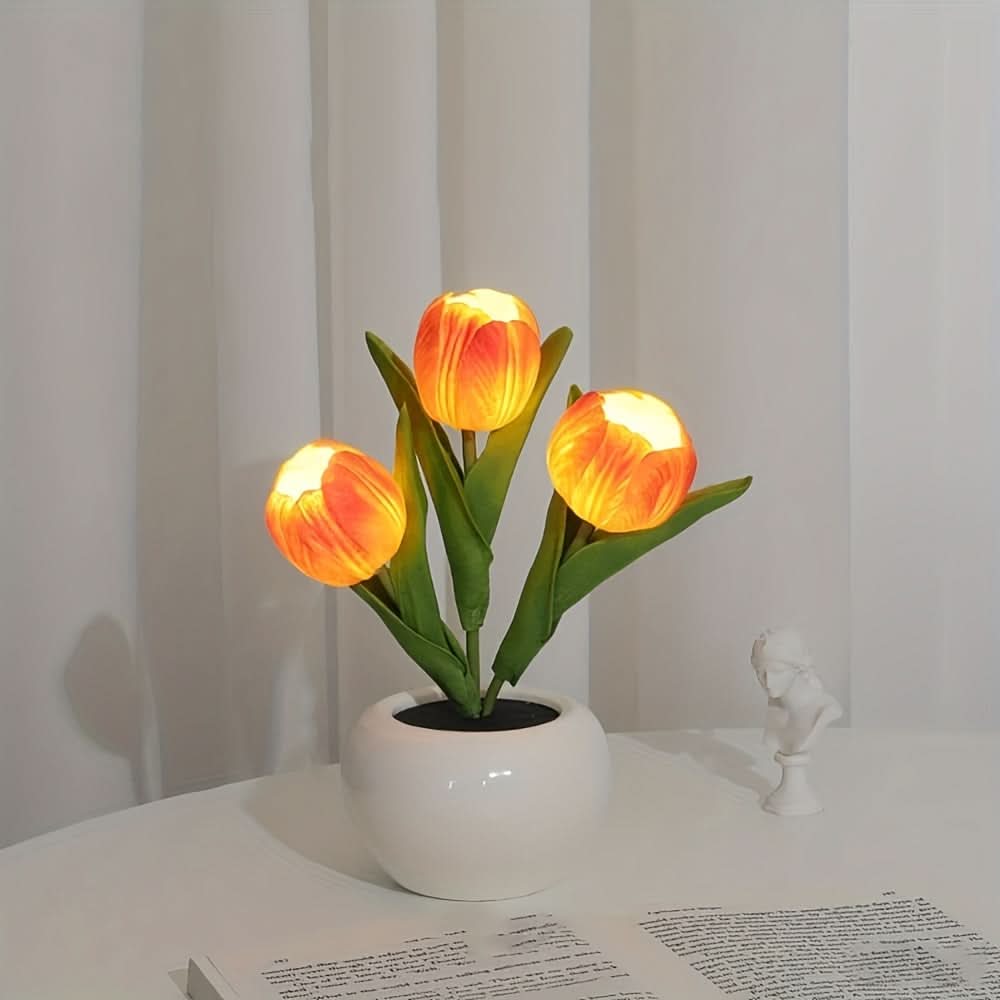 LED Tulip Simulation Night Light - Romantic Vase Decor