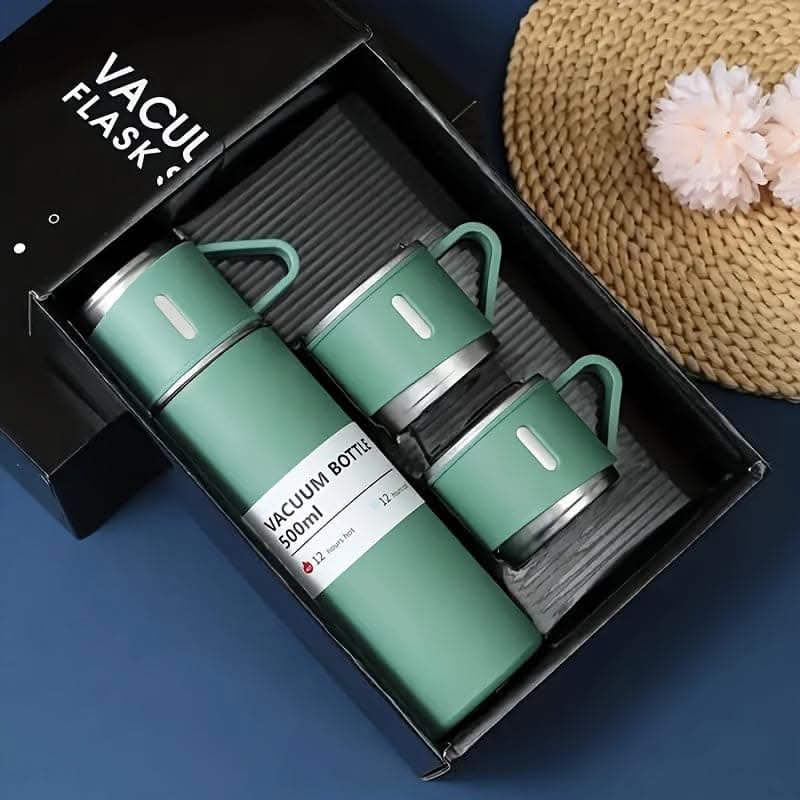 500ml Stainless Steel Vacuum Flask Set - With Cup