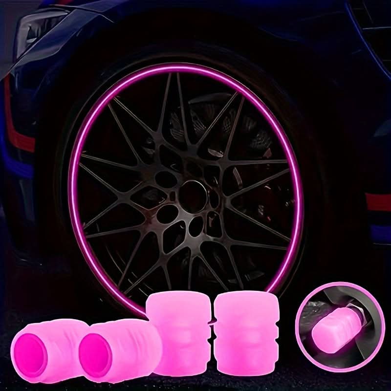 Glow-in-the-Dark Tire Valve Caps – Universal Set for Cars, Bikes & More