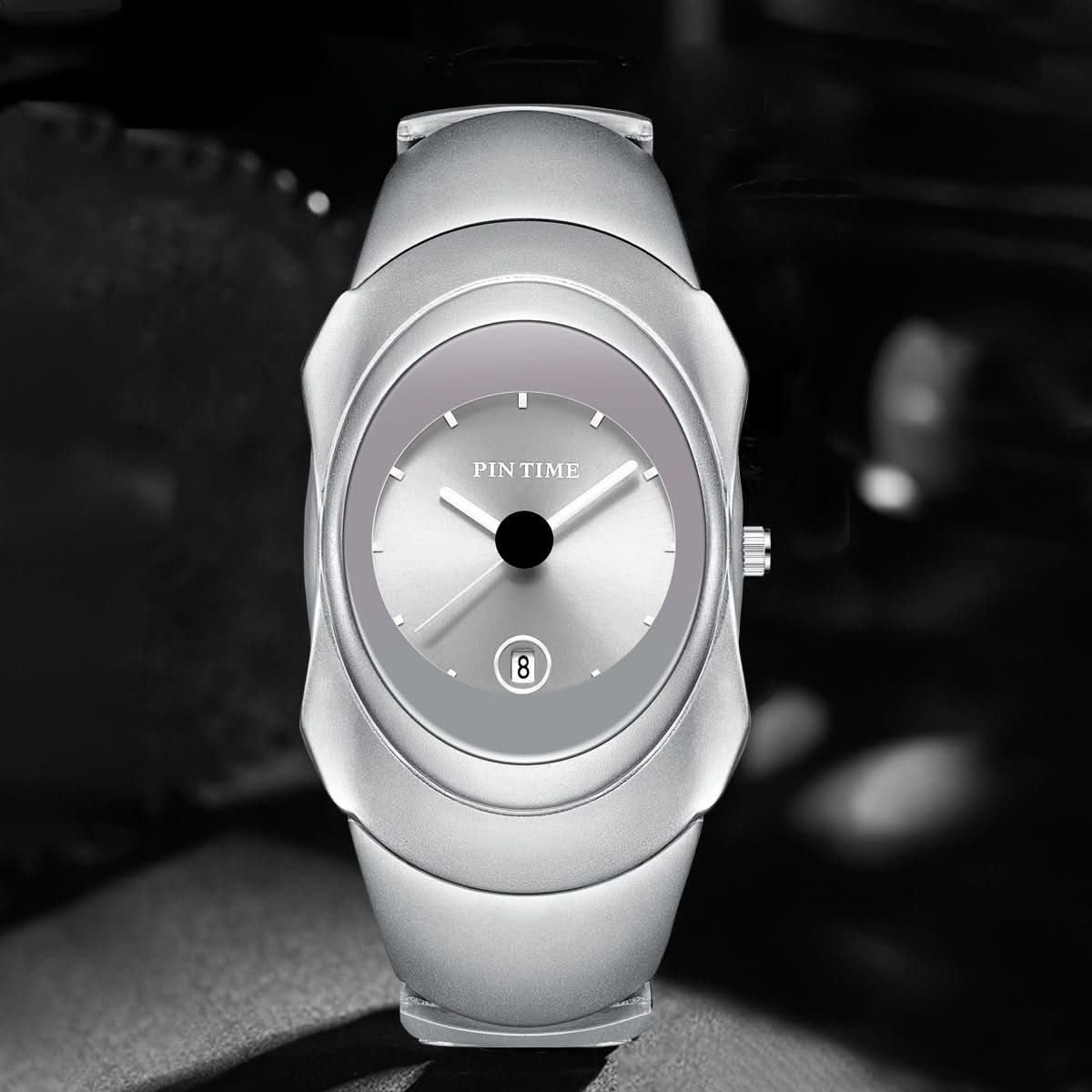 Men’s Ultra-Thin Quartz Business Watch – Stainless Steel Look, Date Display