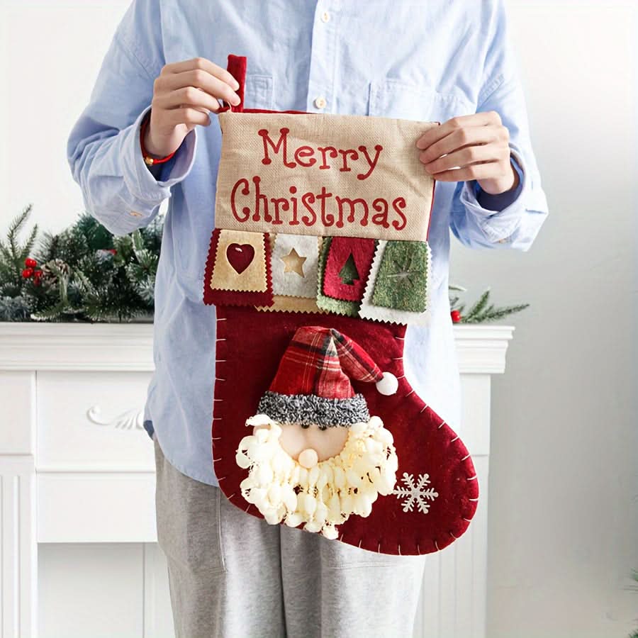 3pcs Large Christmas Stockings – Santa, Snowman & Reindeer Holiday Decor
