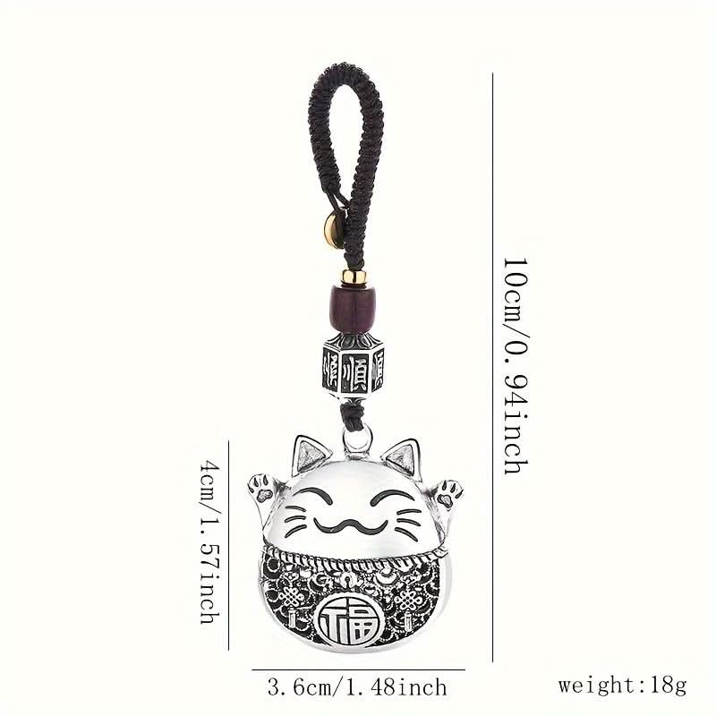 Lucky Cat Keychain for Men & Women – Ethnic Style with Copper Coins