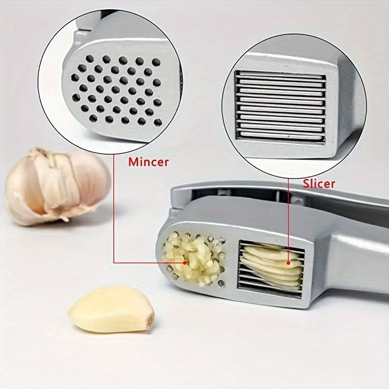 Multifunctional Aluminum Alloy Garlic Press – Slices & Mins Garlic, Easy-to-Use