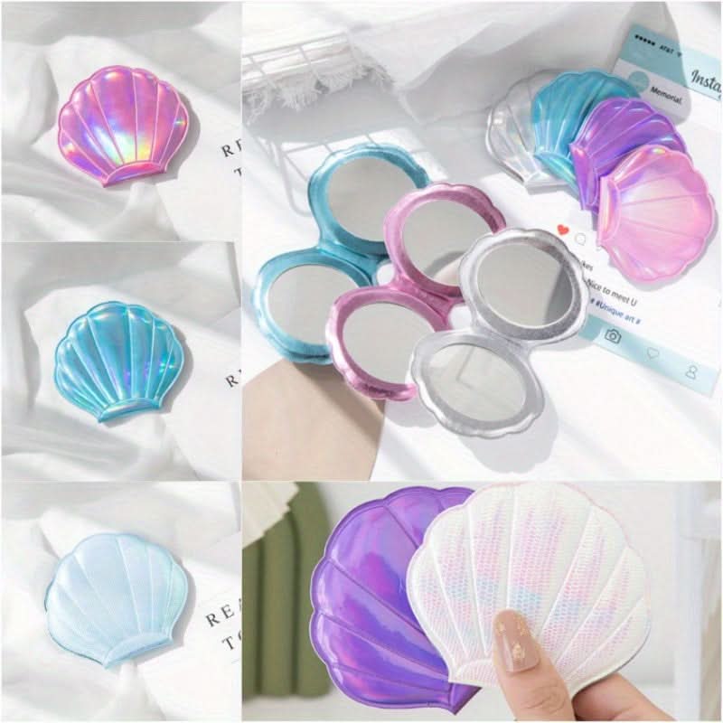 Dreamlike Laser Colorful Heart-Shaped Pocket Mirror – Double-Sided Makeup Mirror