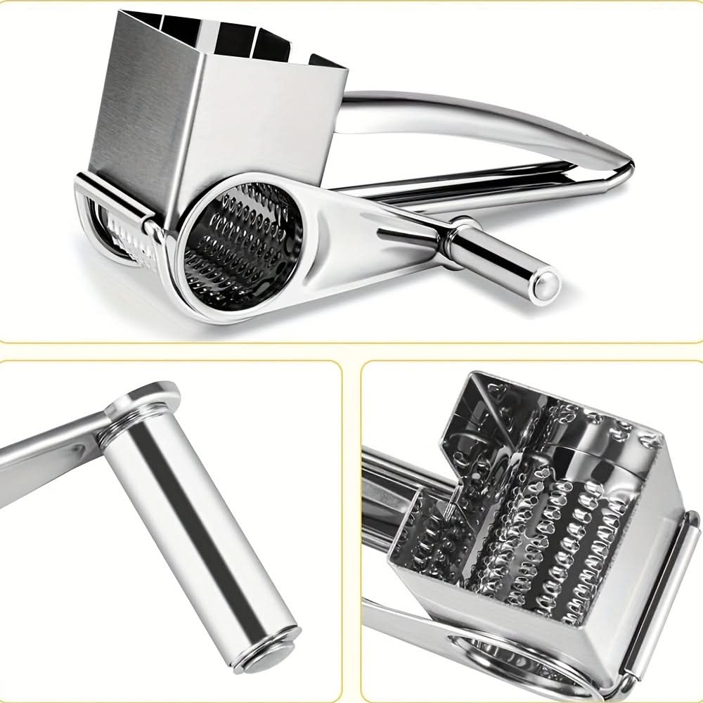 Stainless Steel Rotary Cheese Grater – Manual Parmesan Shredder for Mozzarella