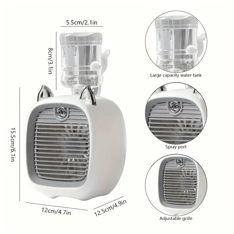 Portable USB Misting Table Fan with Humidifier – Rechargeable Cooling Fan