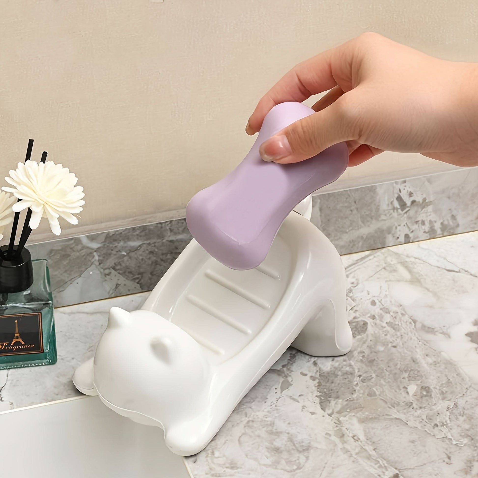 Cat-Shaped Soap Dishes – Self-Draining Plastic Soap Holders