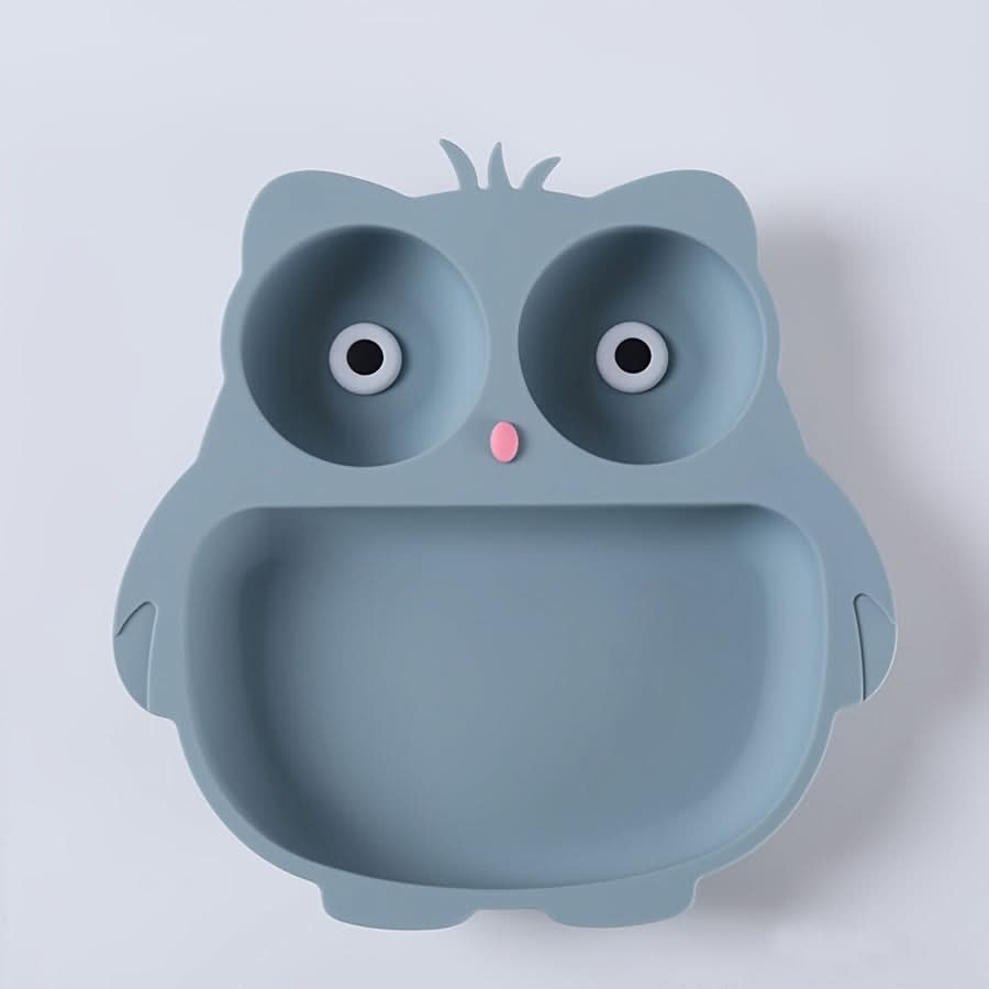 Silicone Owl-Shaped Baby Feeding Plate with Suction Cup
