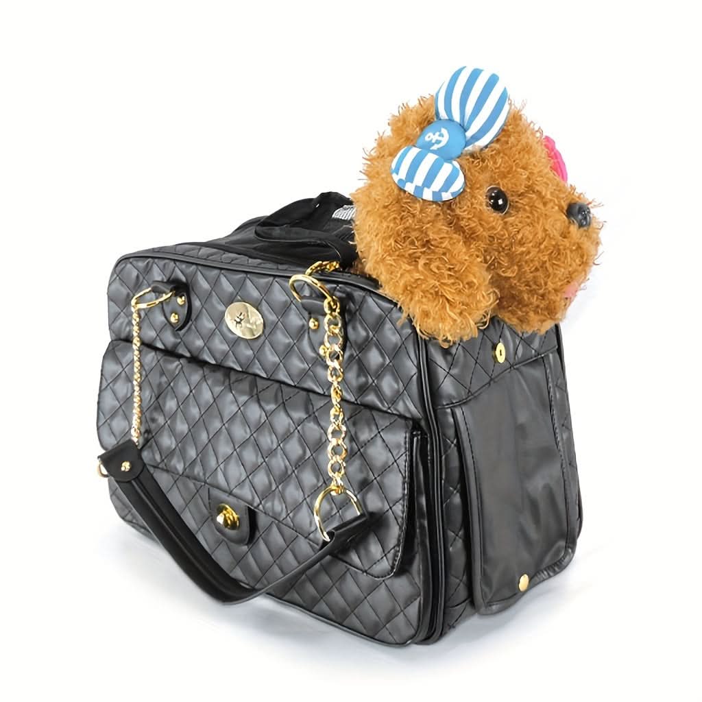 Black Faux Leather Pet Carrier Backpack