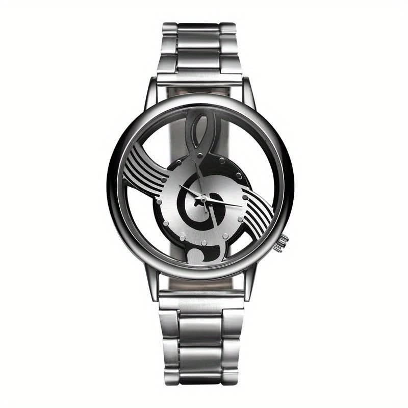 Men's Skeleton Quartz Watch – Stainless Steel Business Style with Transparent Case