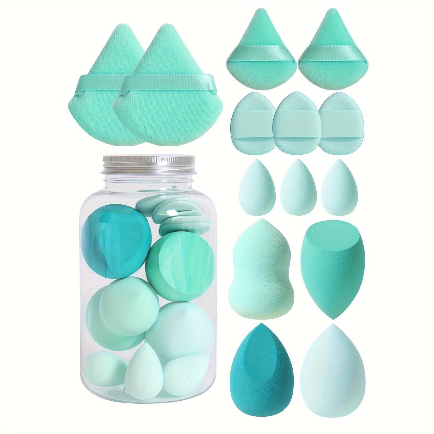 14pc Velvet Makeup Sponge Set with Storage Jar