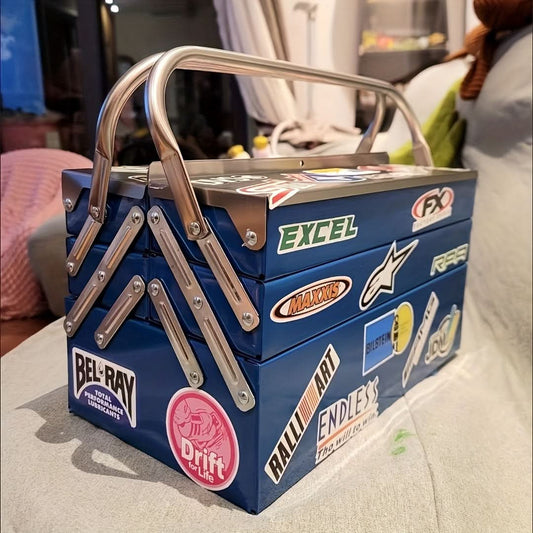 3-Layer Metal Toolbox with Portable Handle