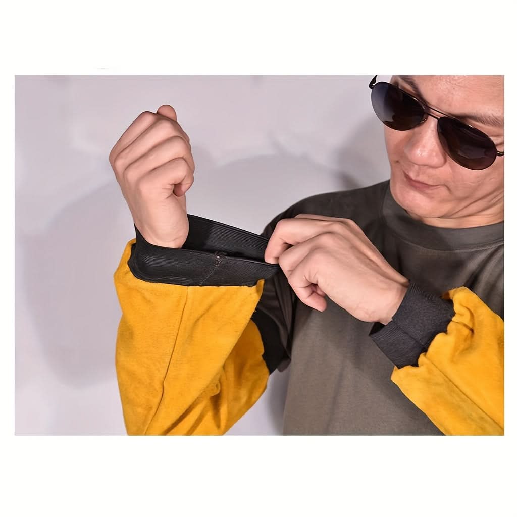 Flame-Resistant Leather Arm Sleeves – Fireproof Safety Gear