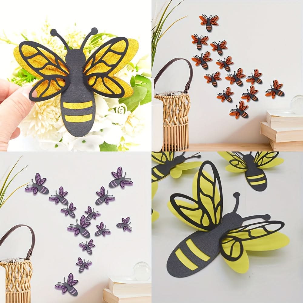 3D Bee Wall Stickers, Reusable Home Decor Set