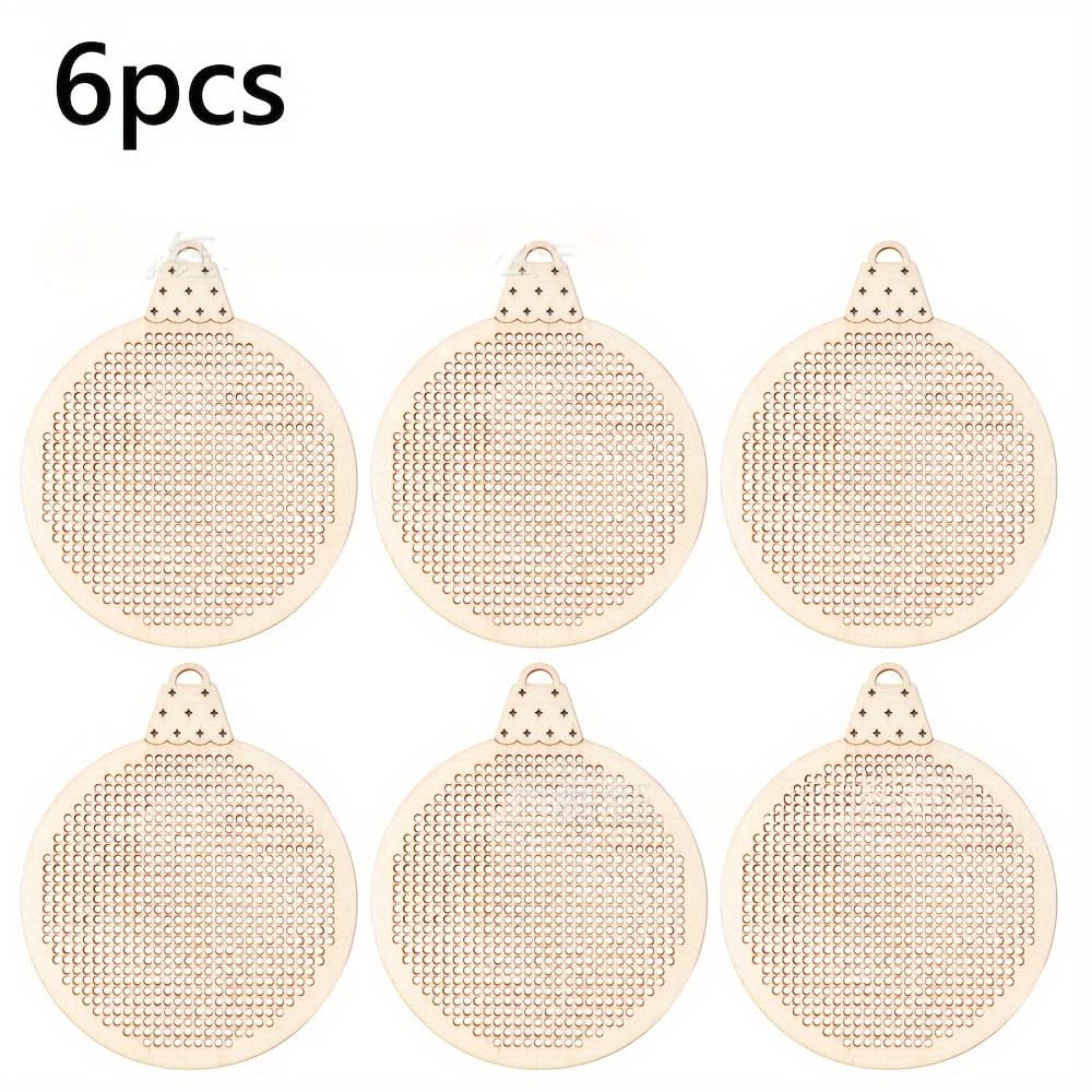 Christmas Embroidery Kit - Wooden & Glass Ball Needlework Craft Set for Home Decor