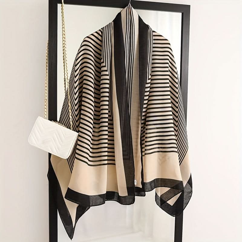 Vintage Striped Cotton Linen Scarf – Breathable & Lightweight