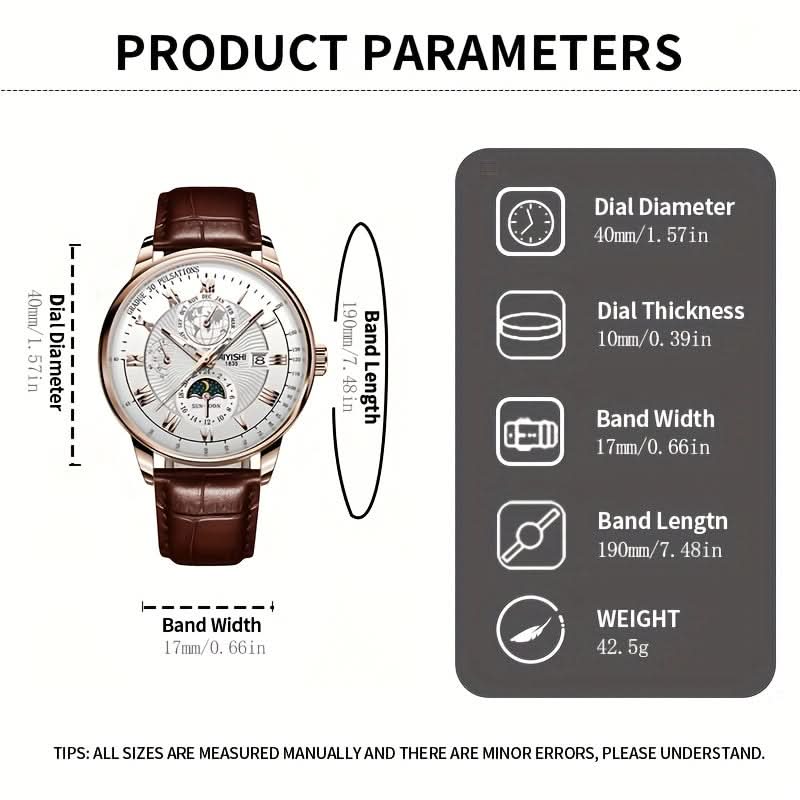 AIYISHI Men's Business Sports Luminous Quartz Watch, Calendar Feature