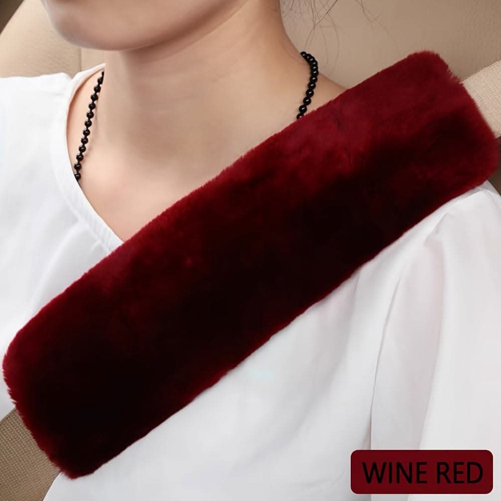 2-pieces Australian Wool Seat Belt Covers – Soft Plush Shoulder Pads