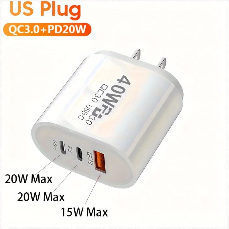 40W USB-C Fast Charger – PD & QC 3.0 Compatible