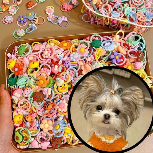 20-Pack Vibrant Pet Hair Ties for Grooming