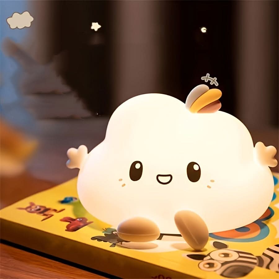 Cloud-Shaped LED Night Light - USB Rechargeable Touch Lamp for Bedside