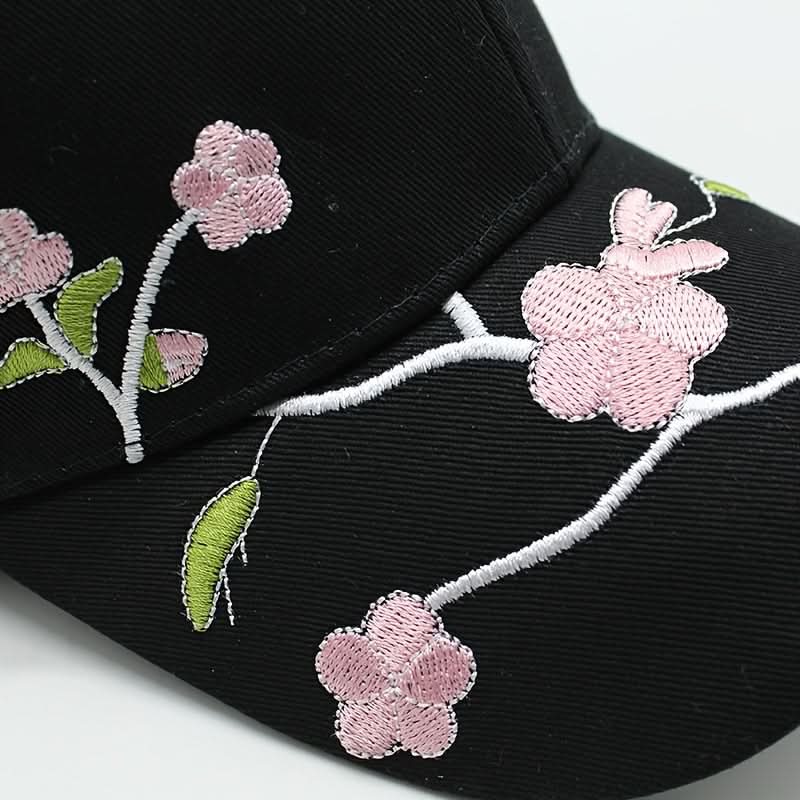 Women’s Floral Embroidered Baseball Cap – Adjustable Lightweight Polyester Hat