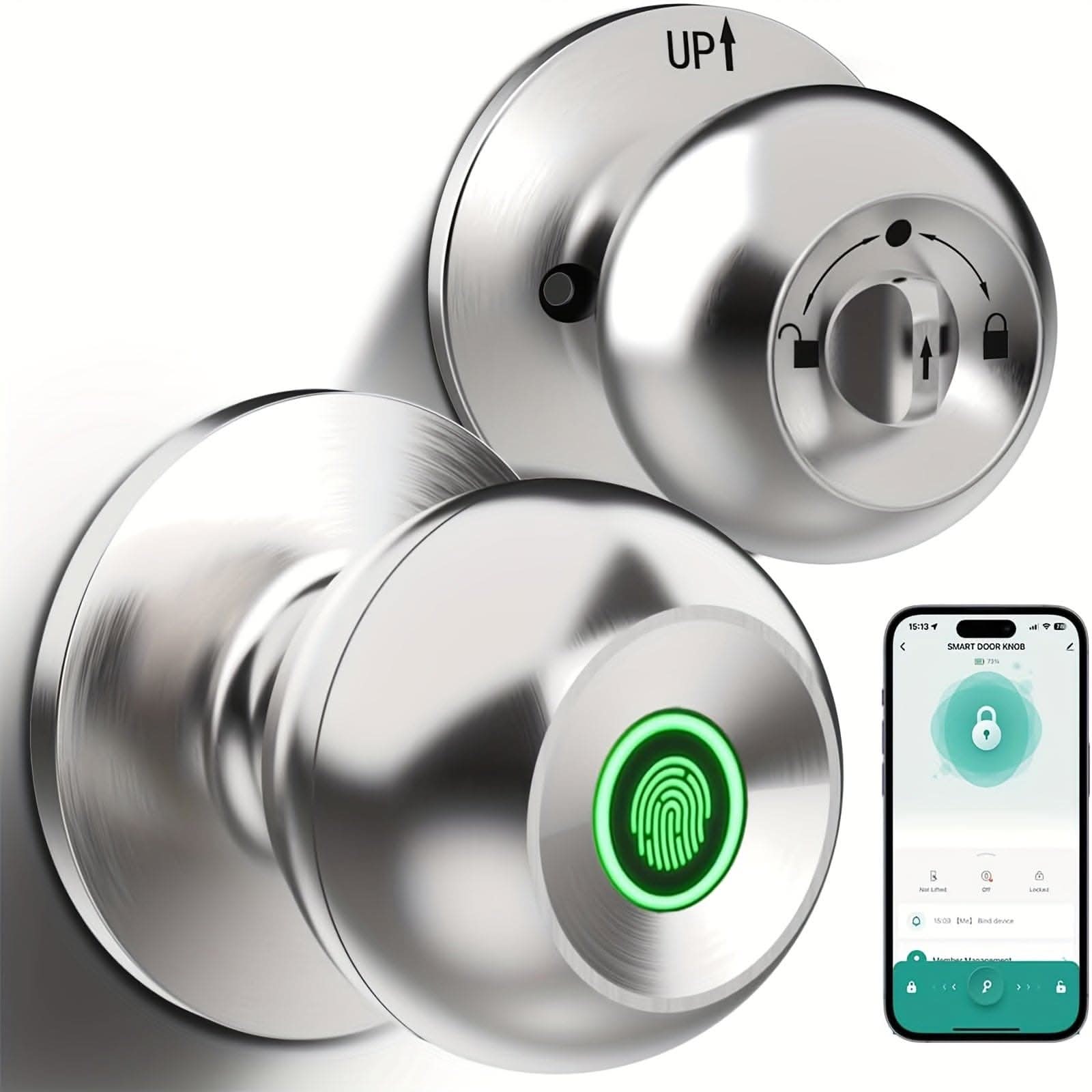 Smart Biometric Fingerprint Door Lock - App Control & Rechargeable