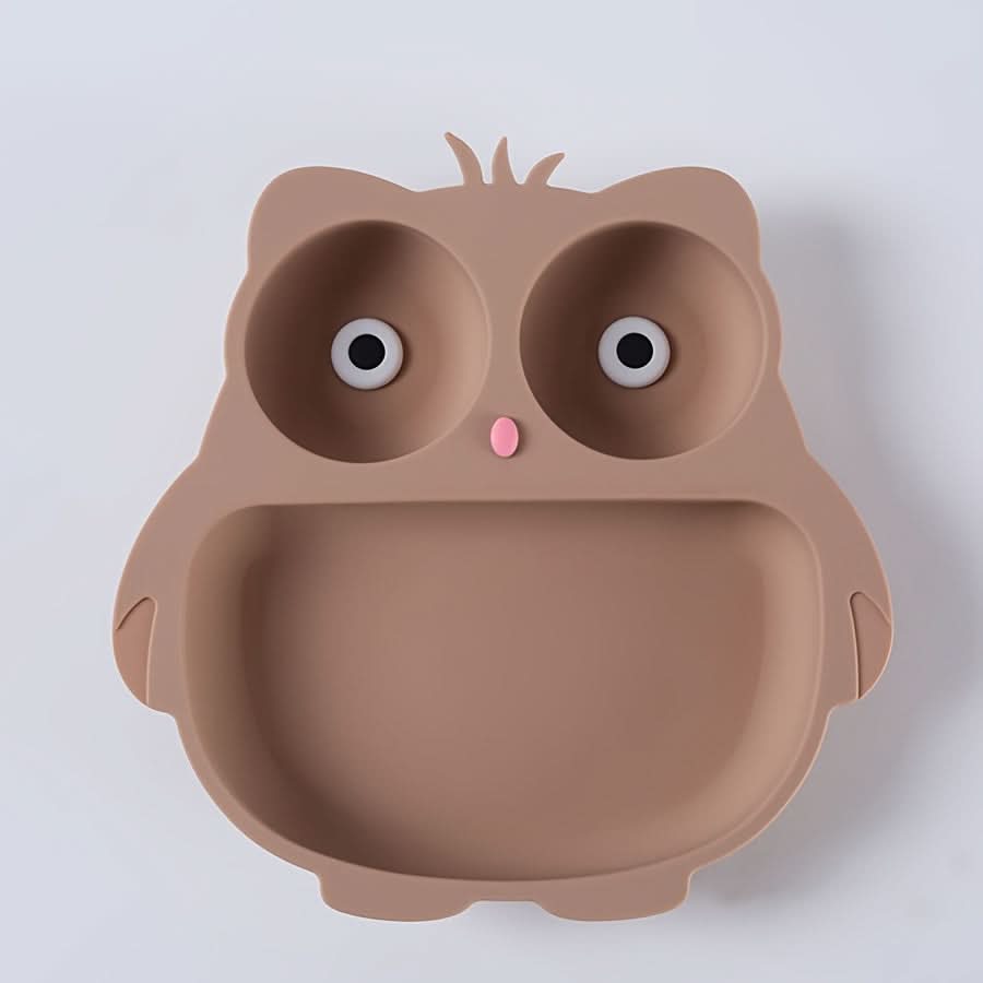 Silicone Owl-Shaped Baby Feeding Plate with Suction Cup