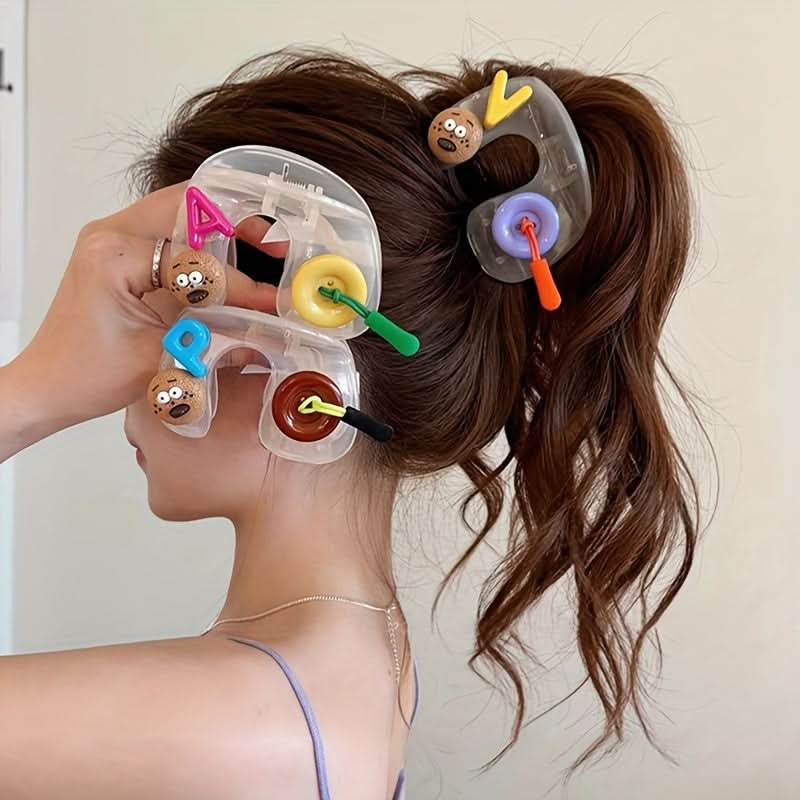 5Pcs Button Biscuit Hair Claw Clips Set