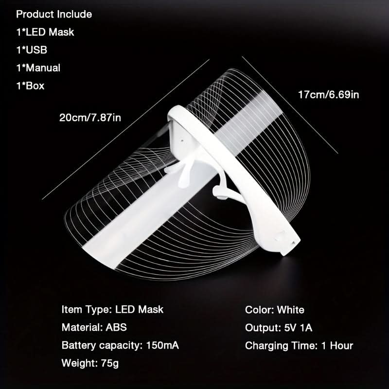 7 Colors LED Face Mask - Portable Touch Screen USB Charged