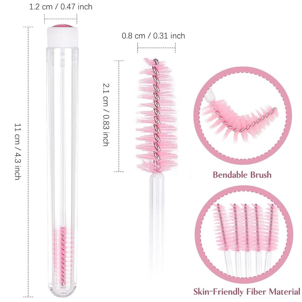 40pcs Disposable Mascara Brushes – Eyelash Brush Wand Spoolies with Tube