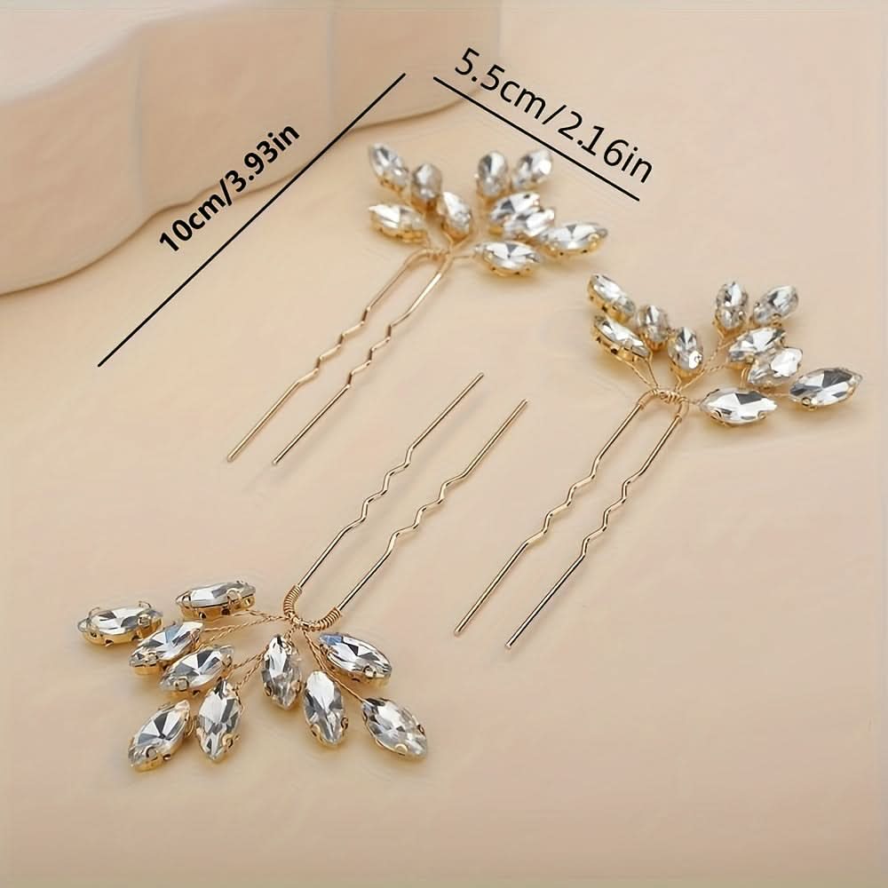 3pcs Bridal Crystal Hairpins Wedding Accessories