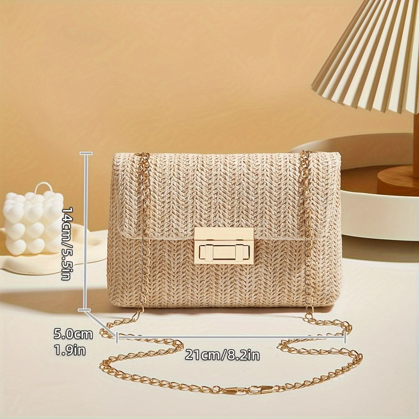 Chic Women's Straw Crossbody Bag with Detachable Strap