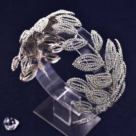 Elegant Rhinestone Leaf Shaped Bridal Headband