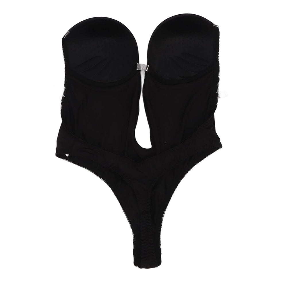 Women’s Black Backless One-Piece Lingerie – Deep V-Neck Breathable Underwear