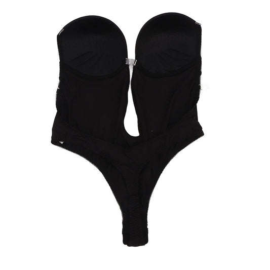 Women’s Black Backless One-Piece Lingerie – Deep V-Neck Breathable Underwear