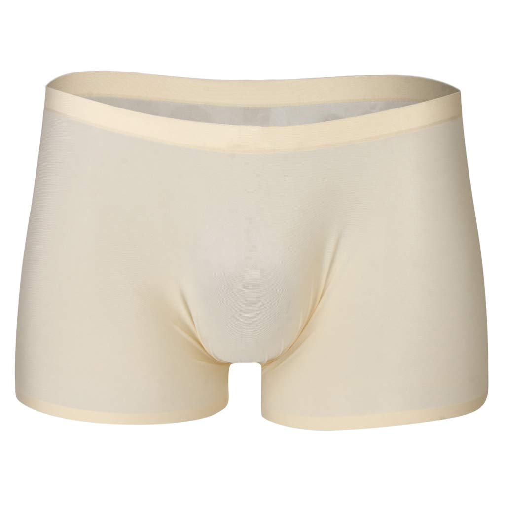 Men’s Seamless Silk-Feel Boxer Briefs – Soft Underwear for Daily Comfort (Skin Color, L)