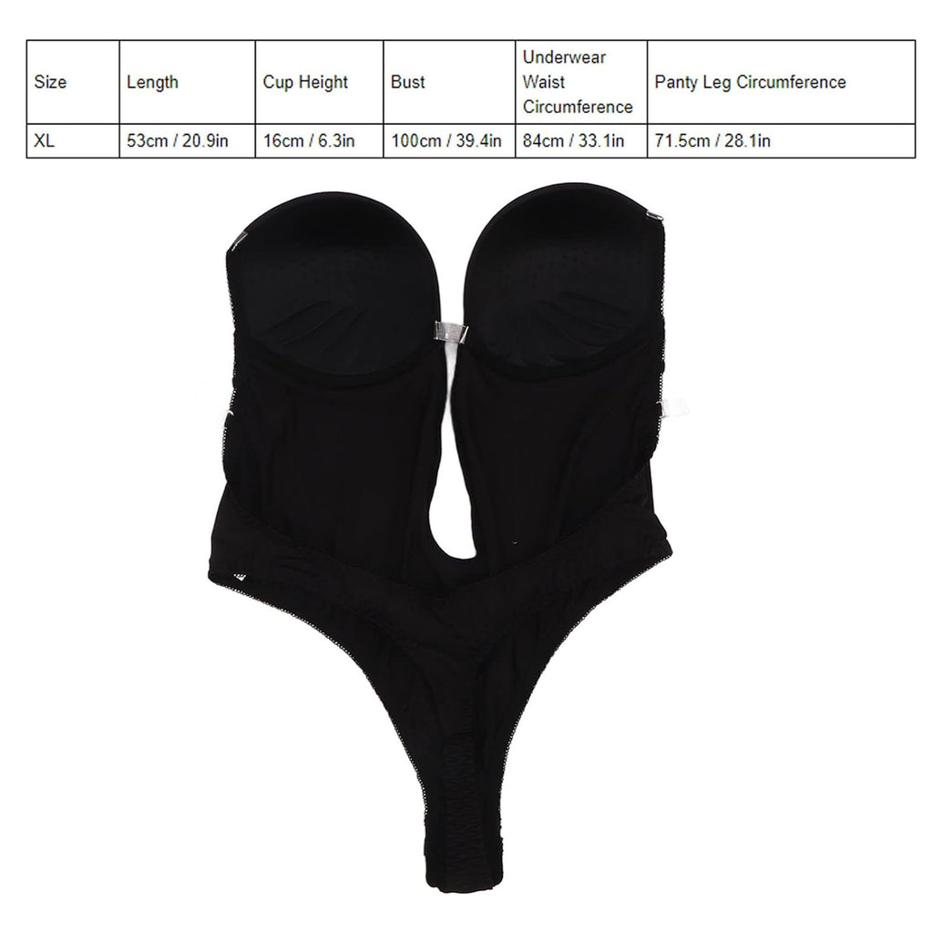 Women’s Black Backless One-Piece Lingerie – Deep V-Neck Breathable Underwear