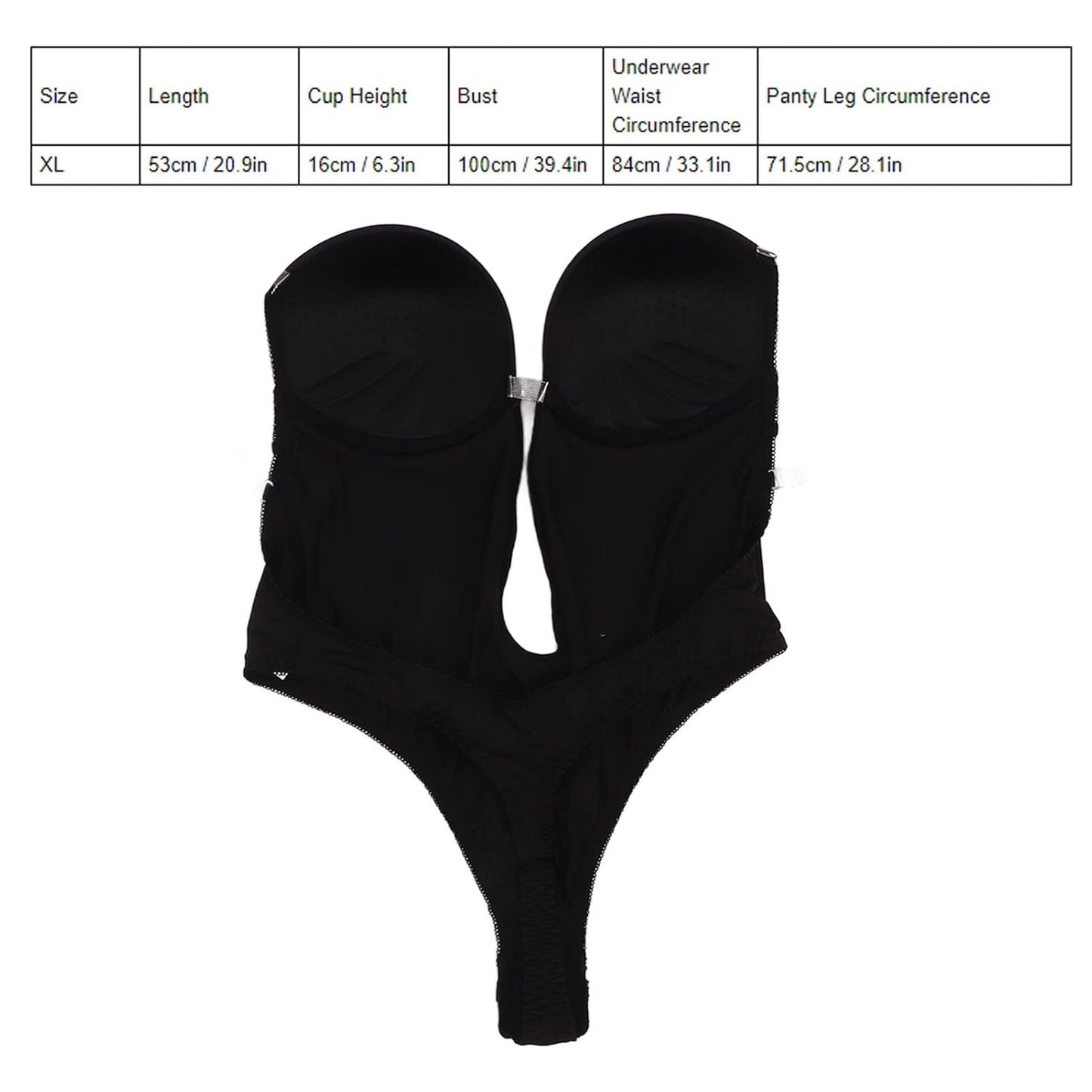 Women’s Black Backless One-Piece Lingerie – Deep V-Neck Breathable Underwear