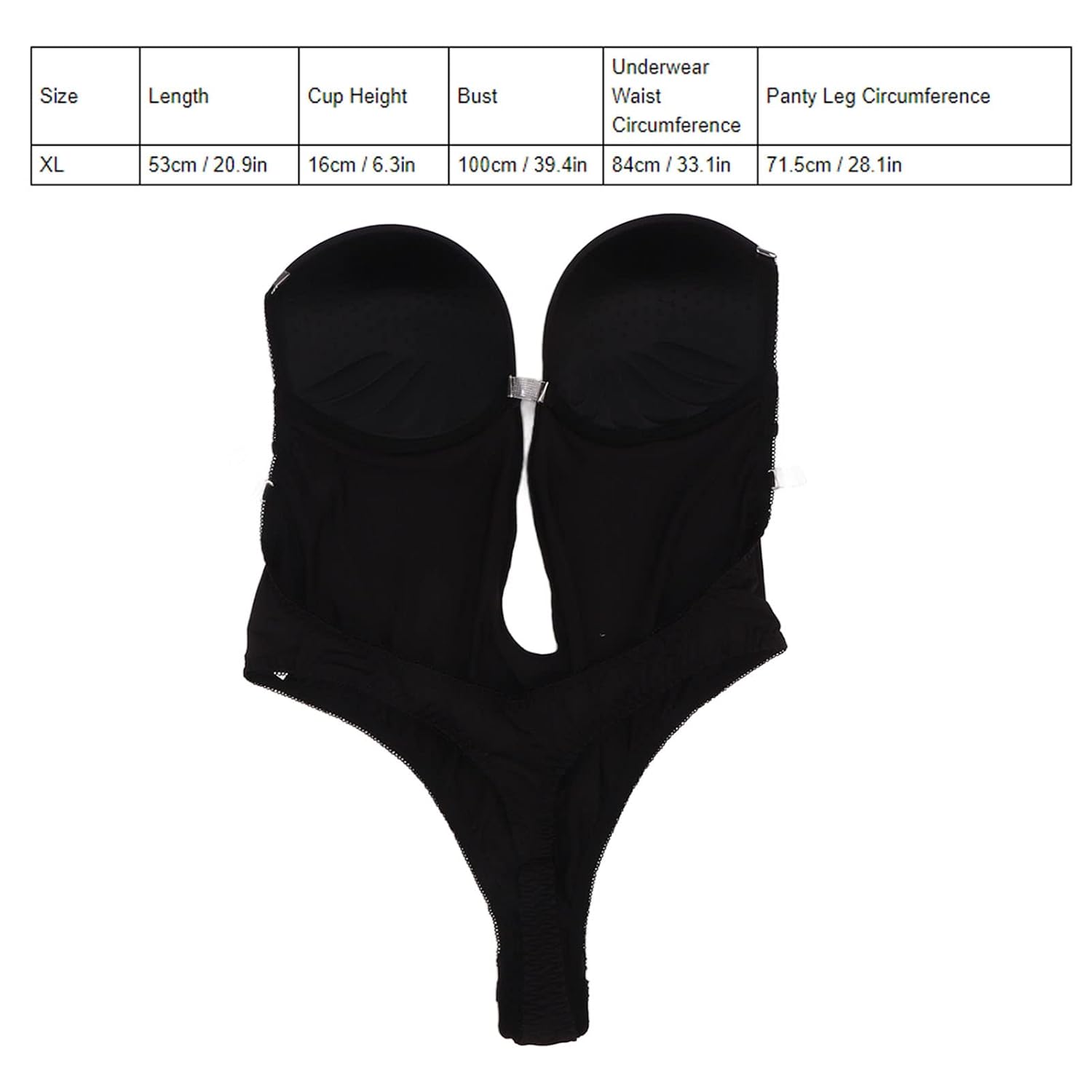 Women’s Black Backless One-Piece Lingerie – Deep V-Neck Breathable Underwear