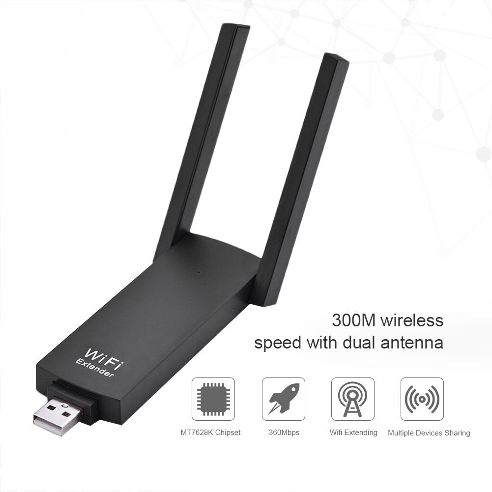 300Mbps Dual-Band WiFi Range Extender with Dual Antennas – Portable Wireless Signal Booster